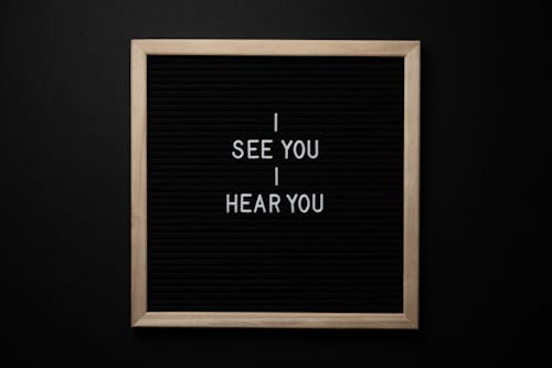 Chalkboard with I See You I Hear You titles