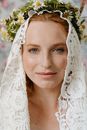 Woman in White Floral Veil