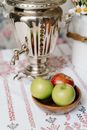 Green Apple Fruit Beside Stainless Steel Pitcher