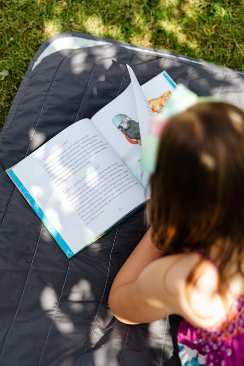 Free Kid Reading a Book Stock Photo