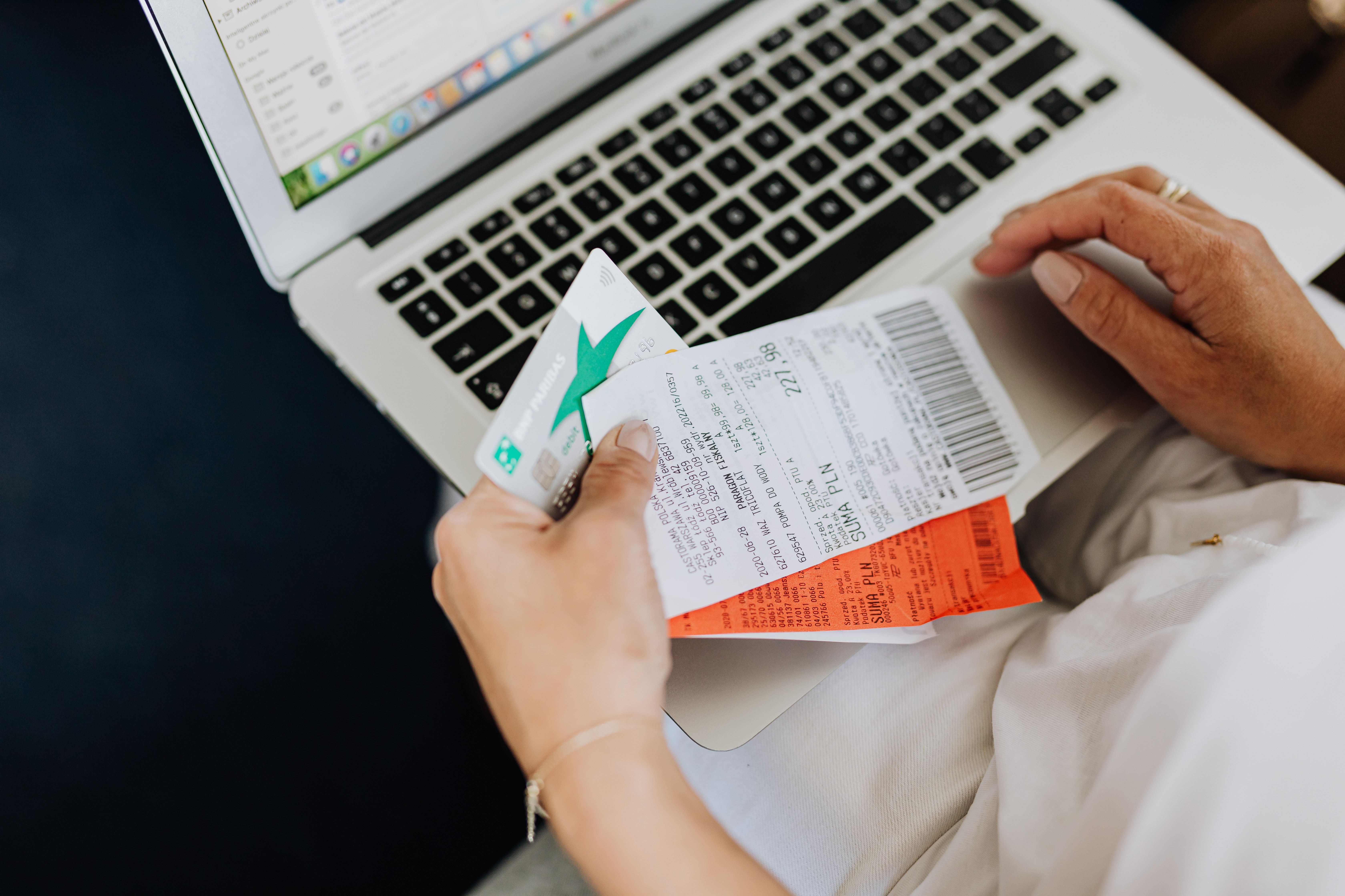 https://www.pexels.com/photo/person-using-a-computer-and-holding-a-credit-card-and-receipts-4968390/ https://www.pexels.com/photo/person-using-a-computer-and-holding-a-credit-card-and-receipts-4968390/