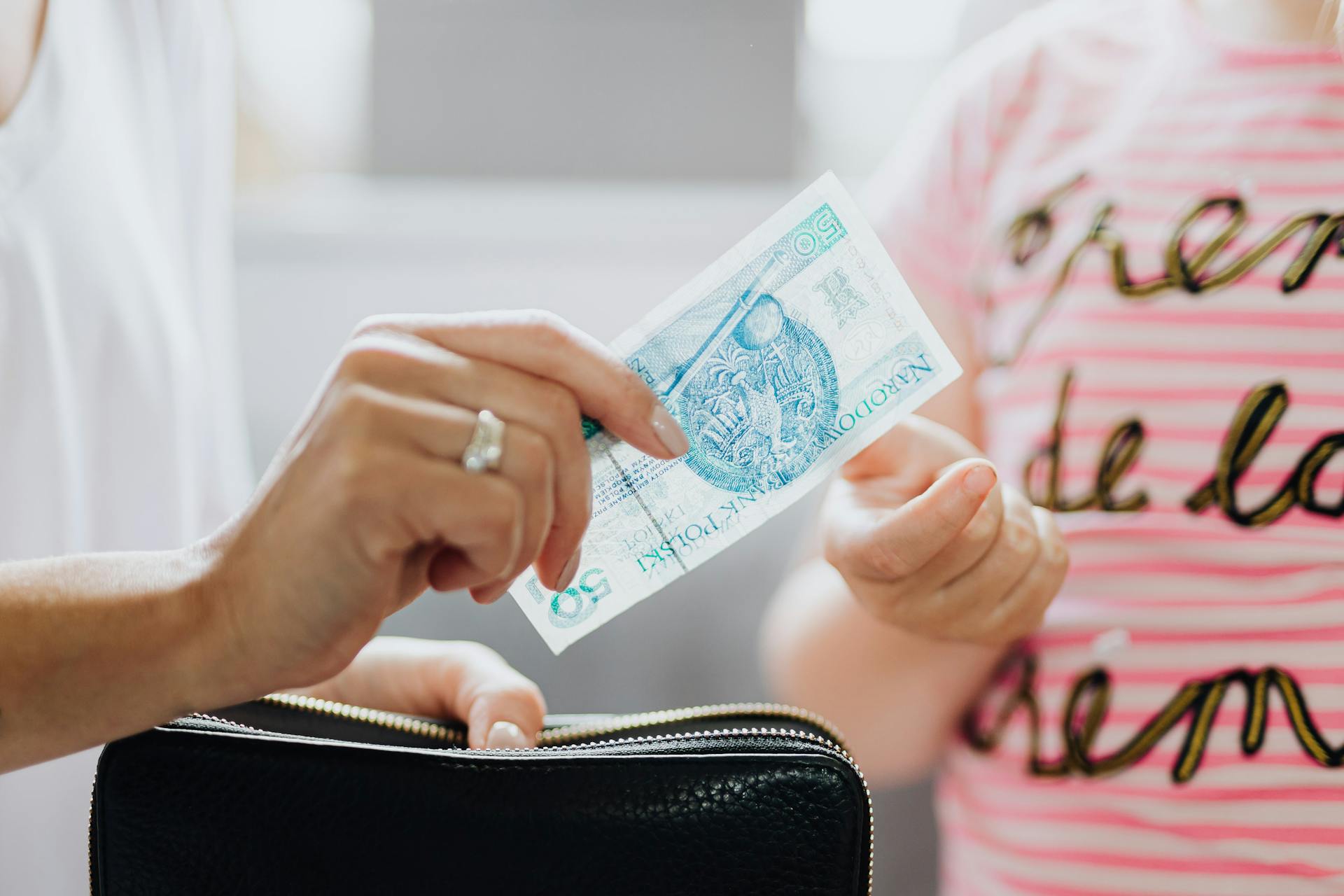 Person Holding a 50 Polish Zloty Bill