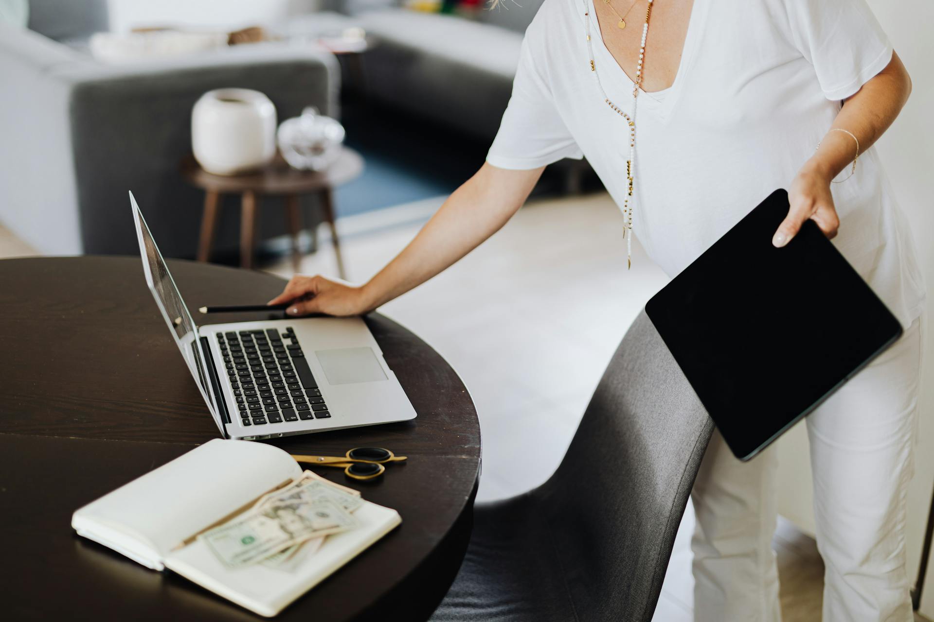 Business Woman Working on Laptop in Office