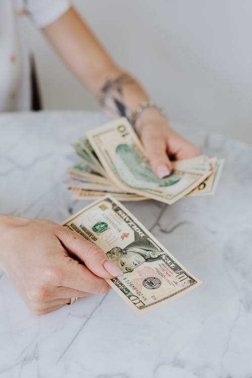Free Person Counting Cash Money Stock Photo