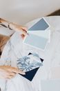 Woman Holding Blue Samples