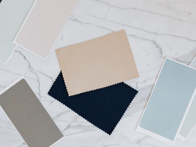 Close-up of color swatches and type samples