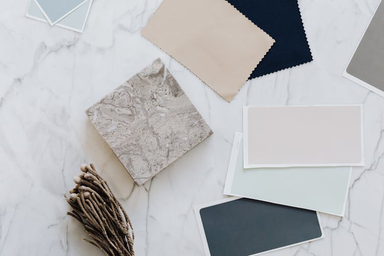 Paper In Neutral Colors, Fabric And Other Craft Materials 