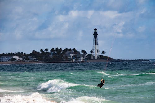 Free stock photo of beach activity, florida, parasailing