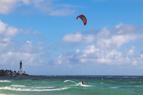 Free stock photo of beach activity, florida, parasailing