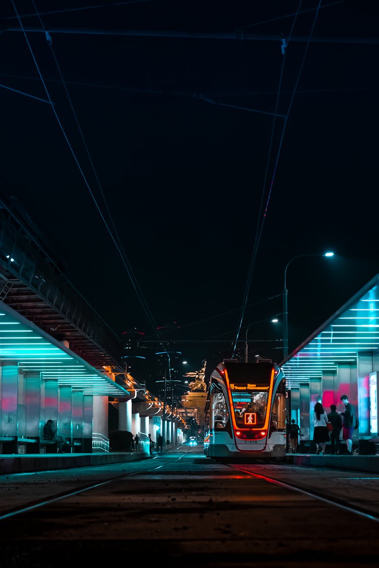 A Bus Station At Night