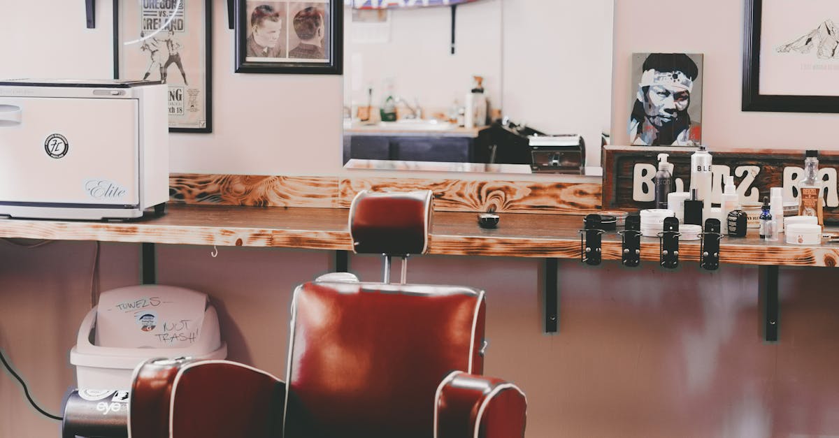 Interior design of modern light hairdressing studio with cozy leather chair and stylish decorative elements
