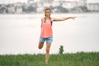 Woman Exercise near Lake