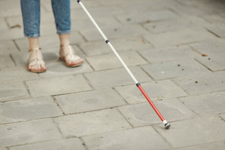 Blind Person Stick On Asphalt