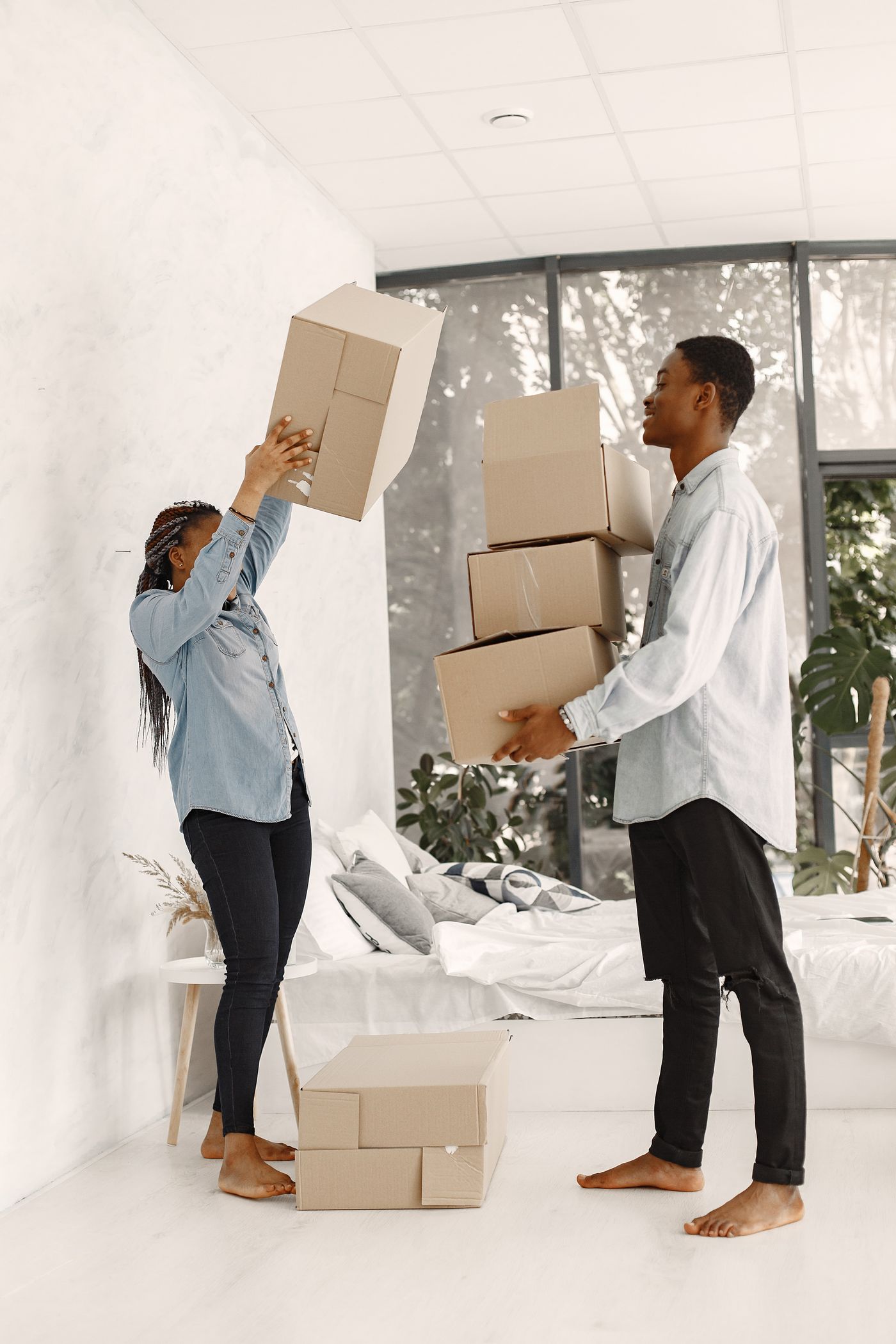 A couple moving into their new home