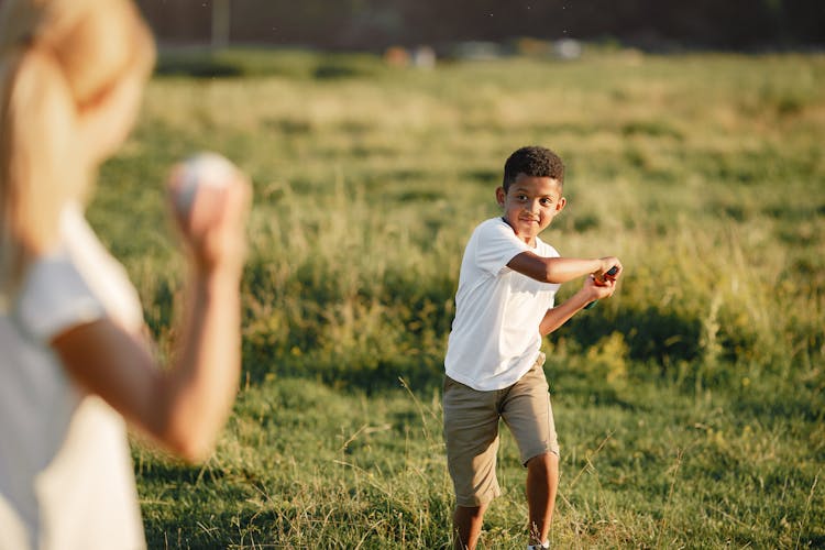 A Boy Playing Baseball