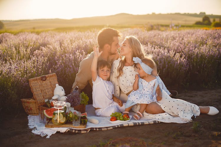 Family On A Picnic In Heather