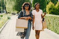 Woman Walking with Bags