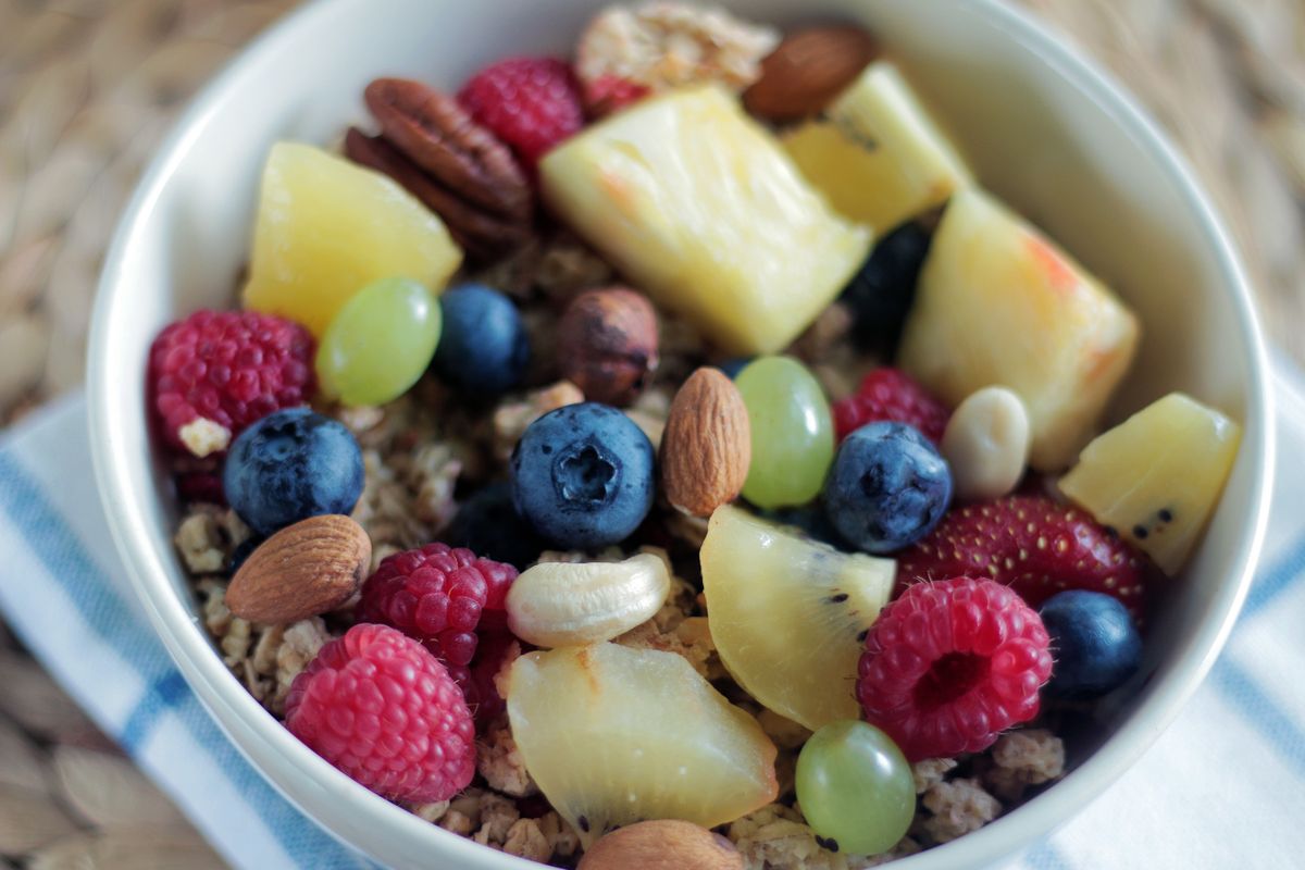 Bowl of fresh mixed fruit