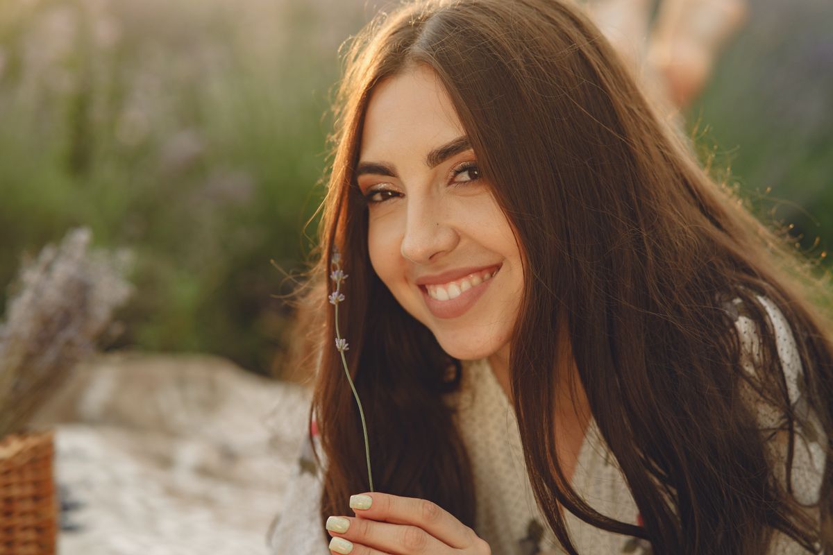 Long chestnut straight hair