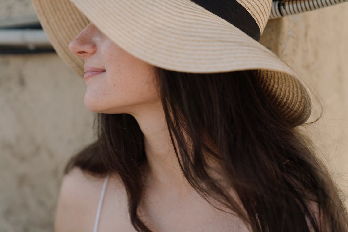 Free Woman in White Sun Hat Stock Photo