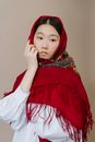 Woman in Red and White Hijab