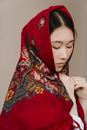 Woman in Red and White Floral Hijab