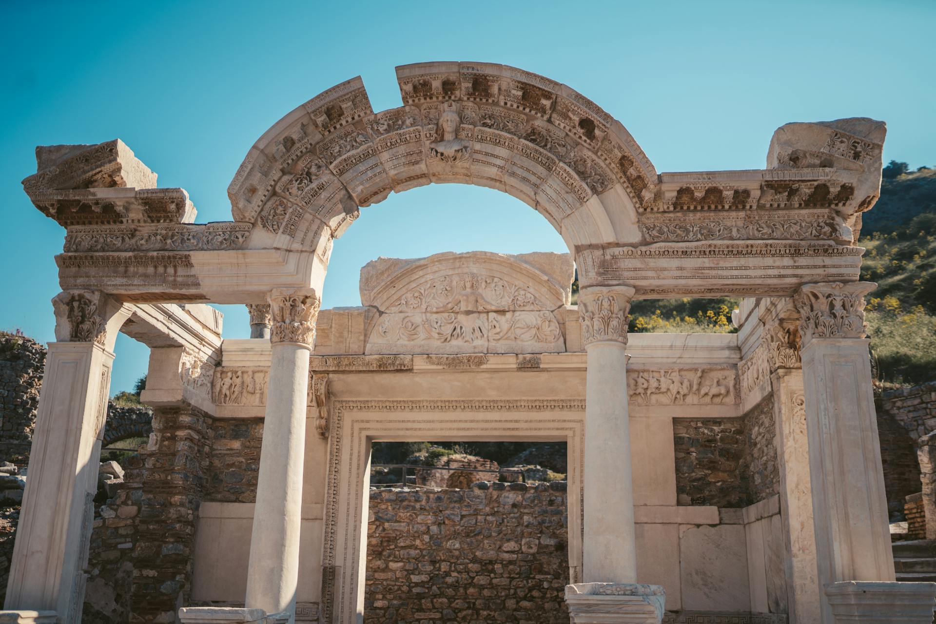 Temple of Hadrian in Ancient City of Ephesus Located in Modern Turkey