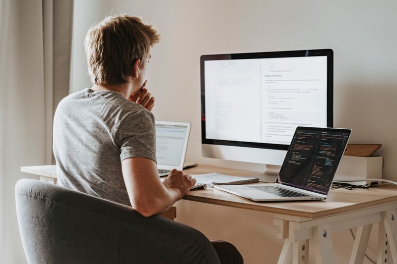 Investment planning and financial analysis on laptop