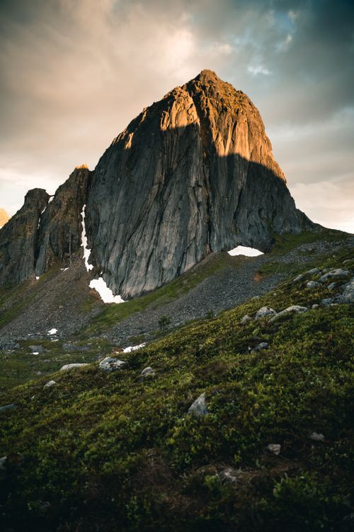 Free Breathtaking view of Segla Peak in Troms og Finnmark, Norway during a summer day. Stock Photo