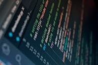 Close-up of Codes on a Computer Screen