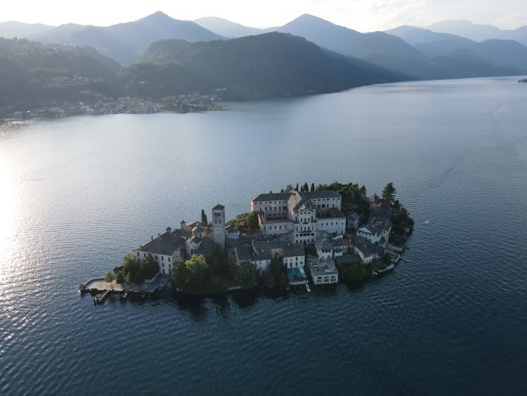 Drone Shot Of San Giulio Island