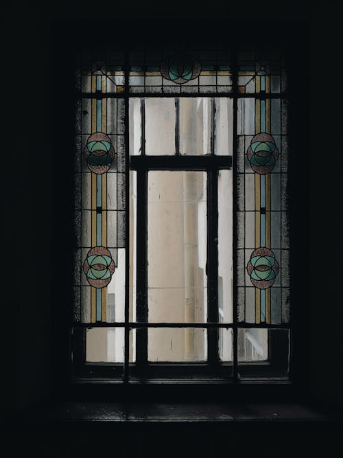 Close-up of a Window of with Stained Glass