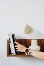 Hand Putting Books on Shelf