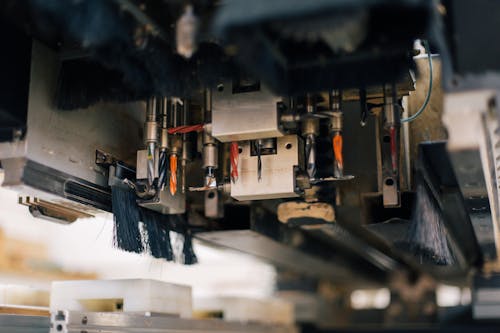 Close-up of Bristle Brushes on Industrial Machine