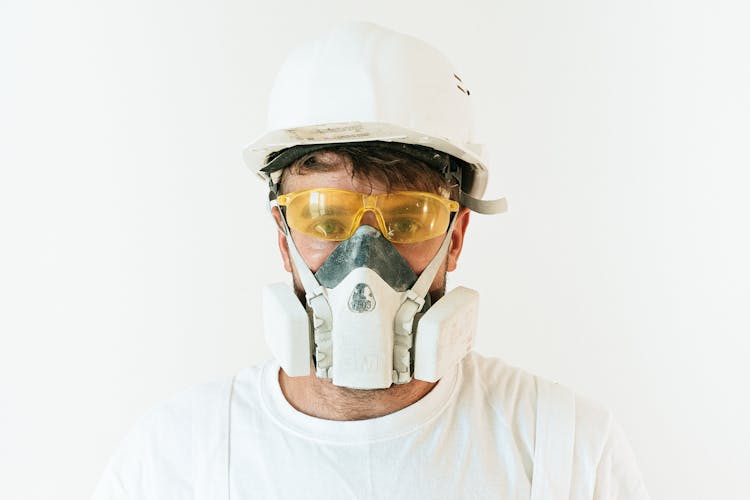 A Man Wearing Construction Safety Gear