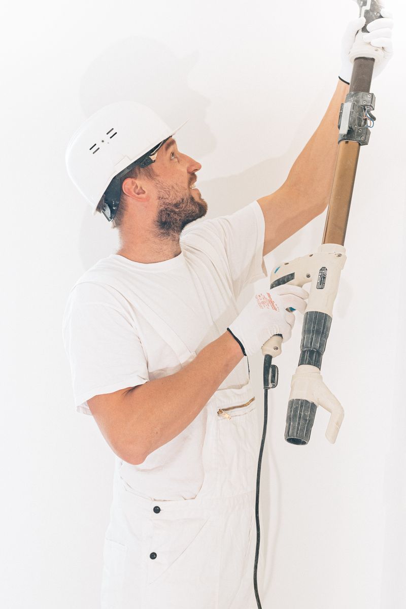 Pintor dando los últimos acabados a una pared