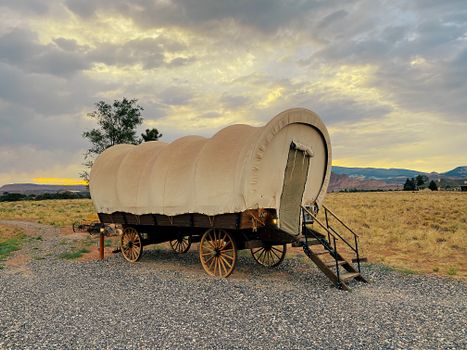 Conestoga Wagon in the Capitol Reef National Park in Utah, United States