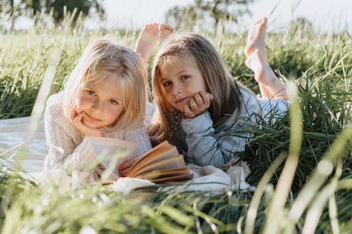 Girls Lying on a Blanket