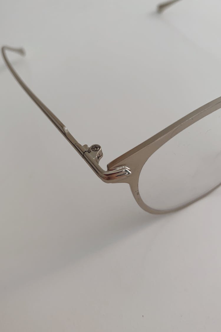 Modern Eyeglasses With Gray Rims On White Background