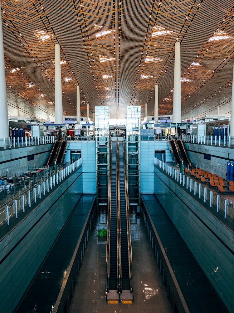 Escalator Inside An Airport Building