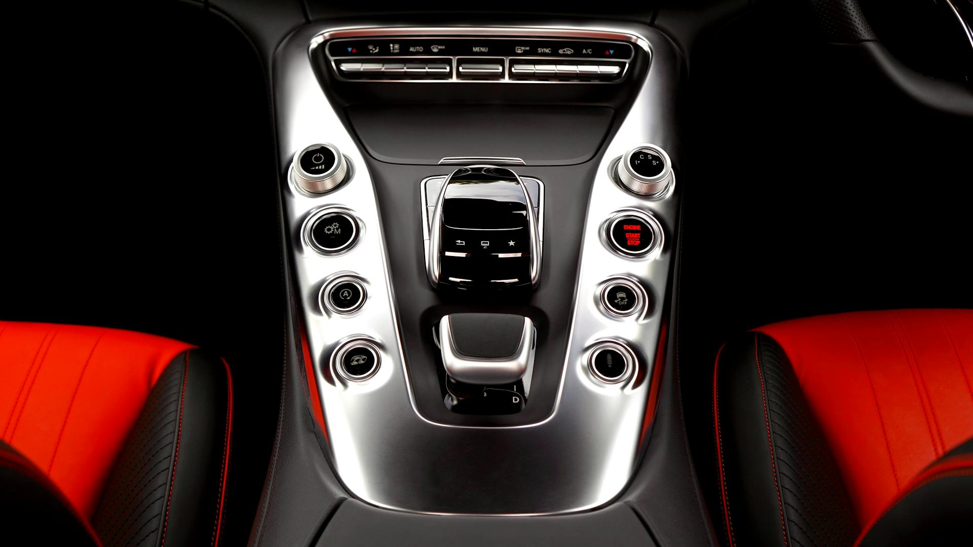 High-end car interior with sleek modern design and chrome details.