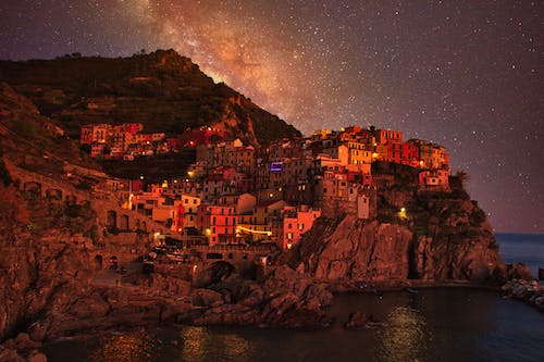 The Colorful Cinque Terre Village in Manarola Italy at Night