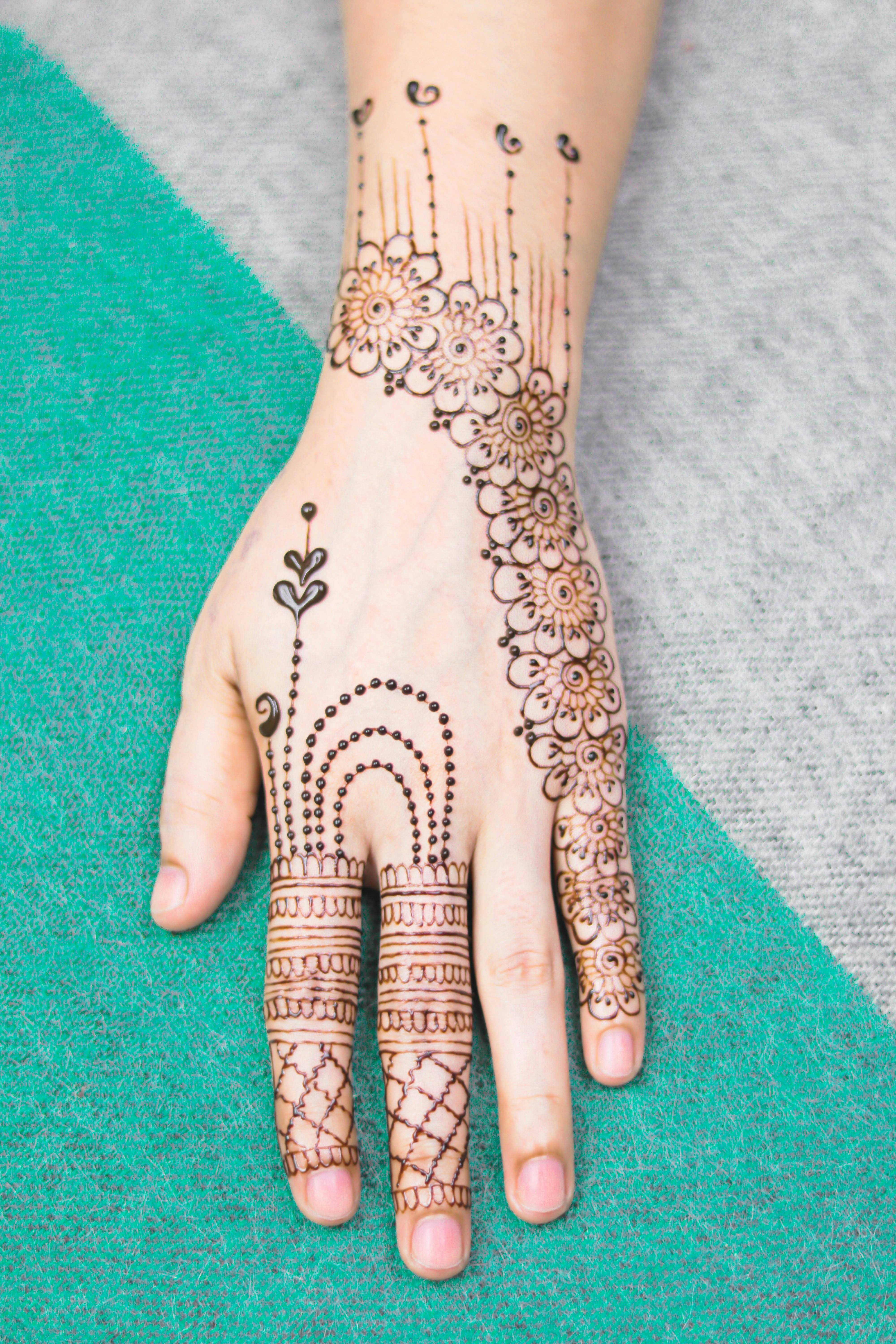 Henna Tattoo on a Person's Hand · Free Stock Photo