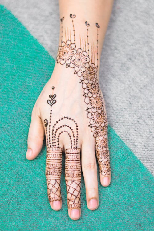 Henna Tattoo on a Person's Hand