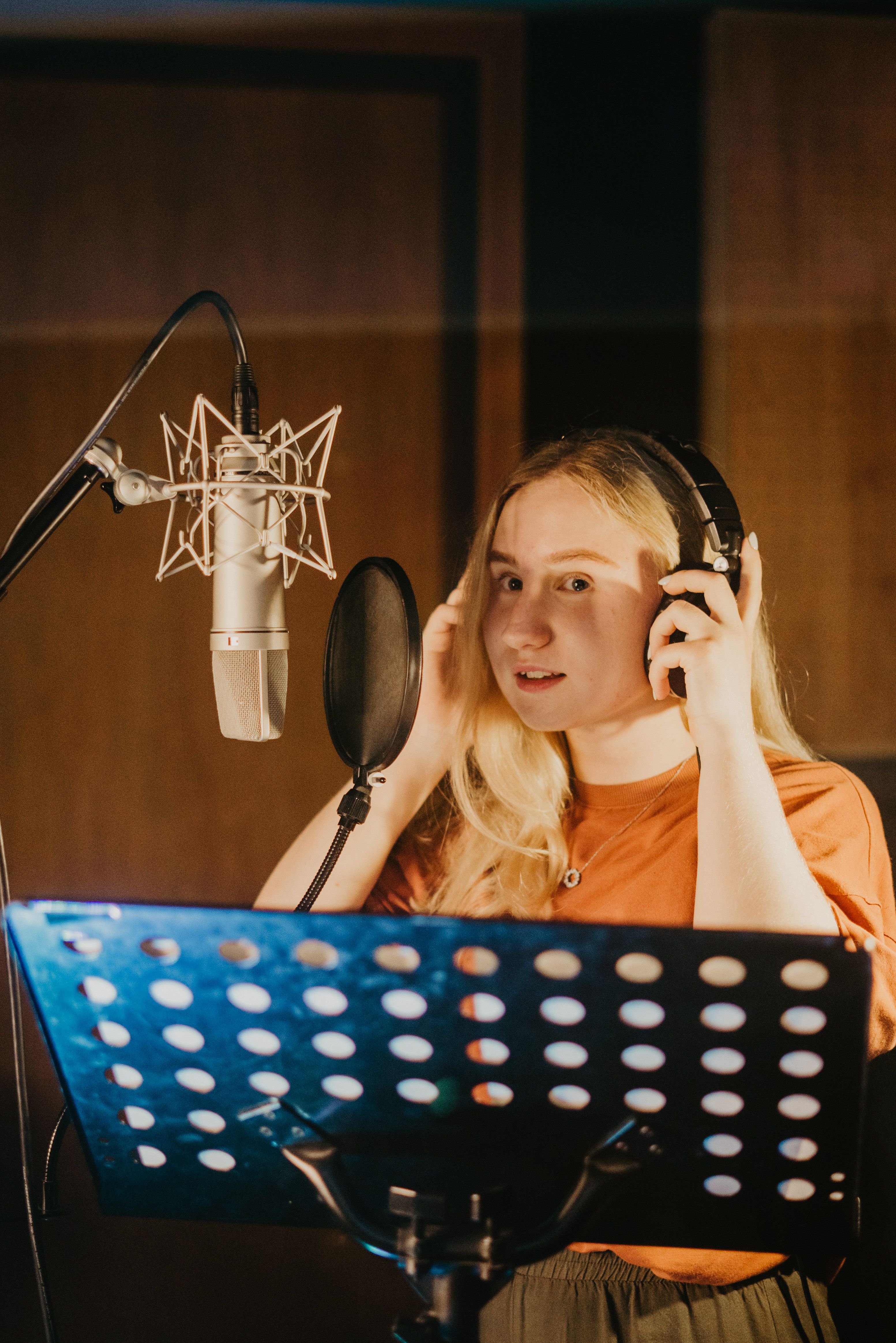 A voice artist in the booth