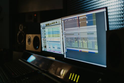 Computerized Monitors Inside a Recording Studio
