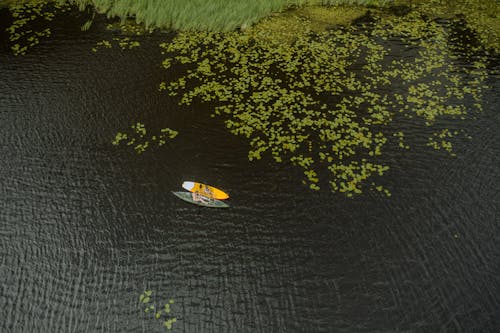 People on a Kayak and Paddle Board