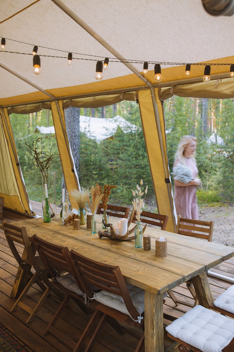 A Dining Table In A Tent