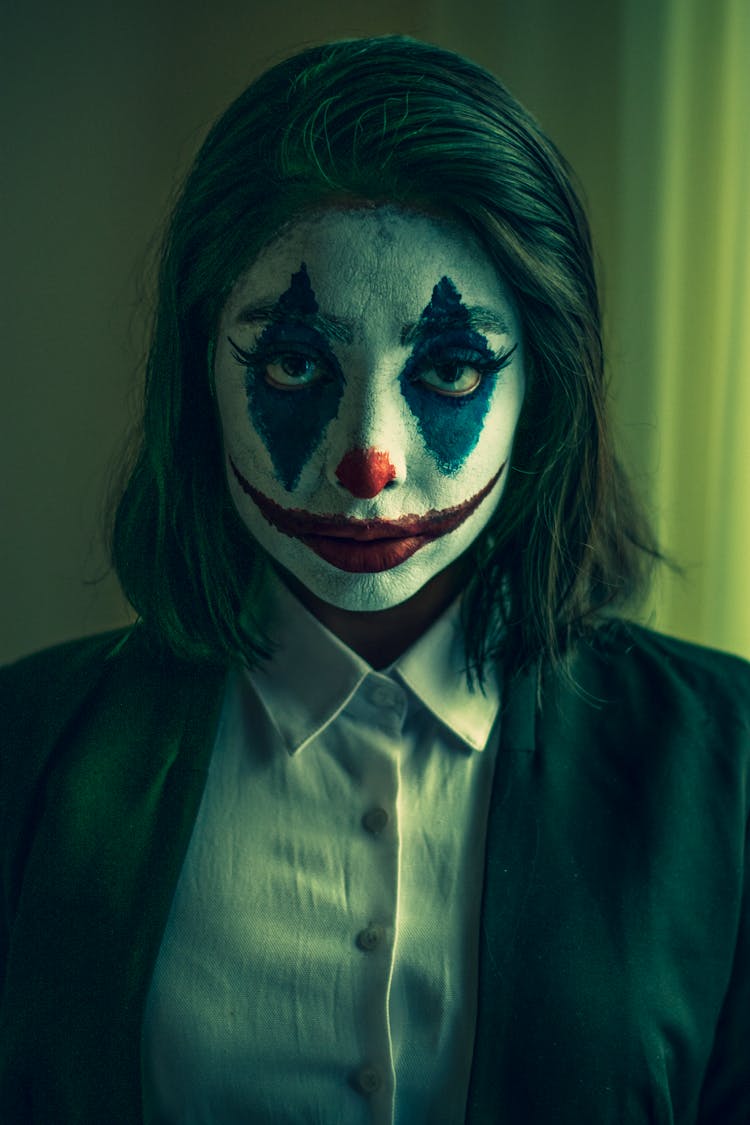 Woman With Joker Face Paint