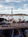 Fishing boats floating on water